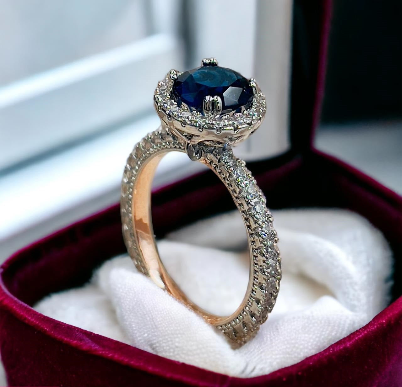 Silver Zircon Blue Round Ring