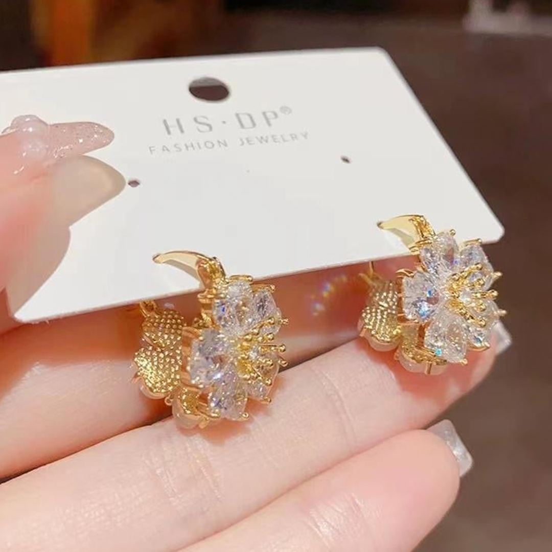 CRSNT Flower Pearl Hoops Pair