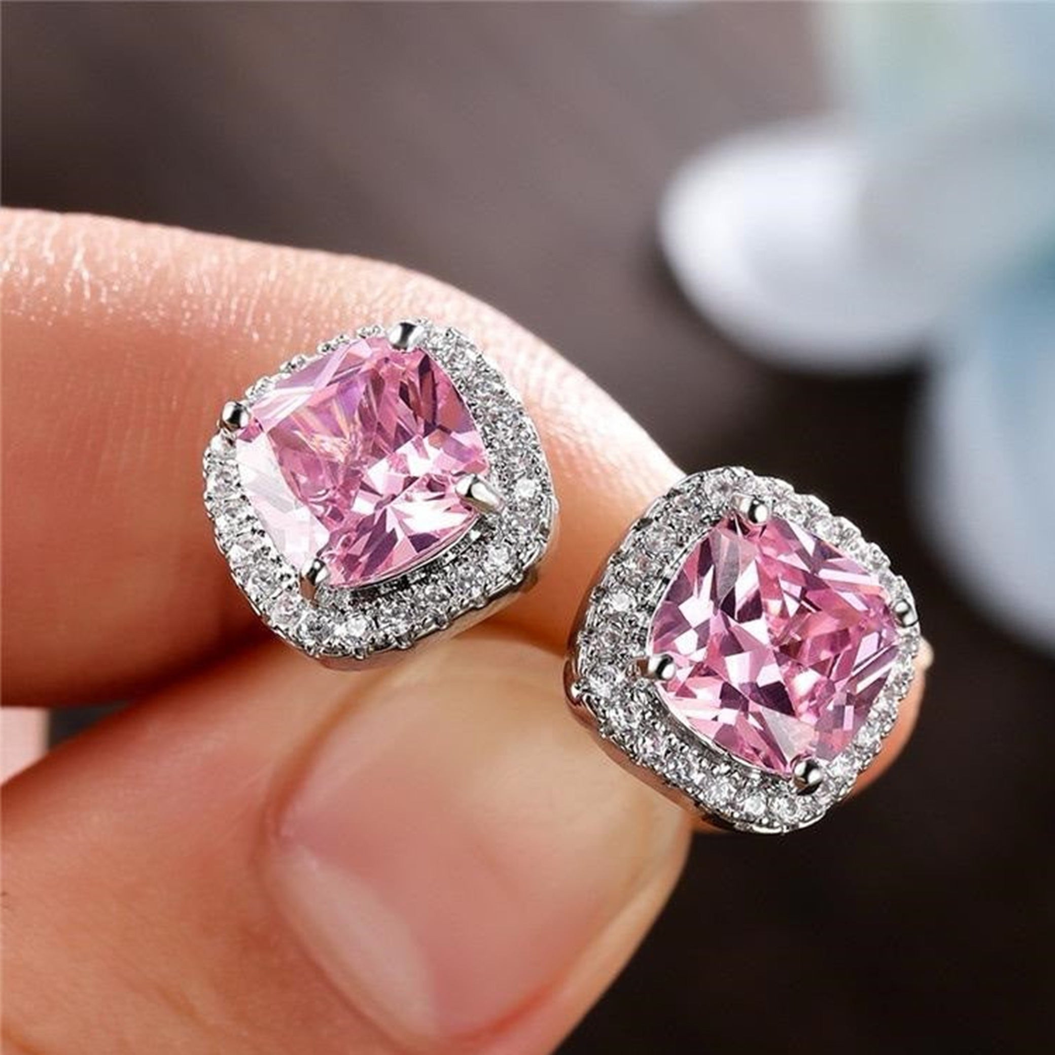 09 Cushion Stud Tops Pair PINK