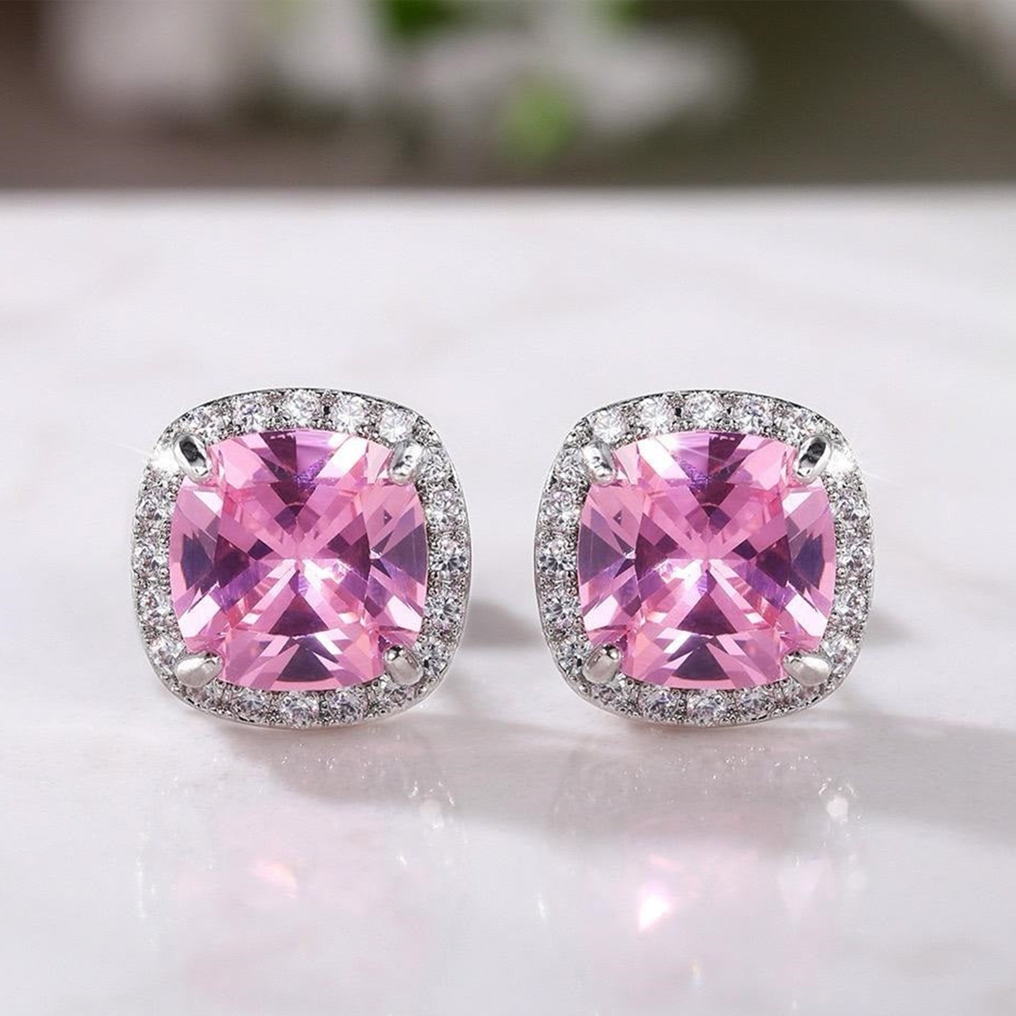 09 Cushion Stud Tops Pair PINK